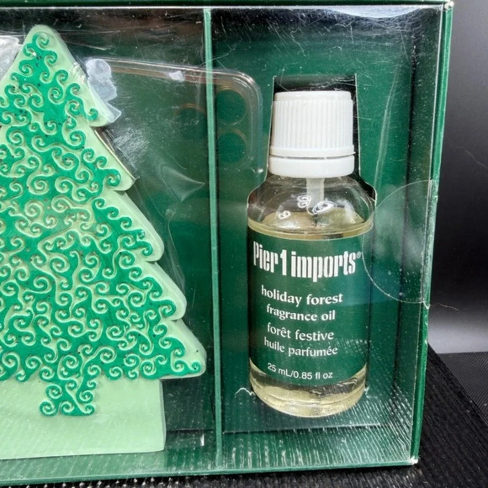 Pier 1 Imports Holiday Forest Fragrance Diffuser‎ Set Ceramic Base Tree NEW